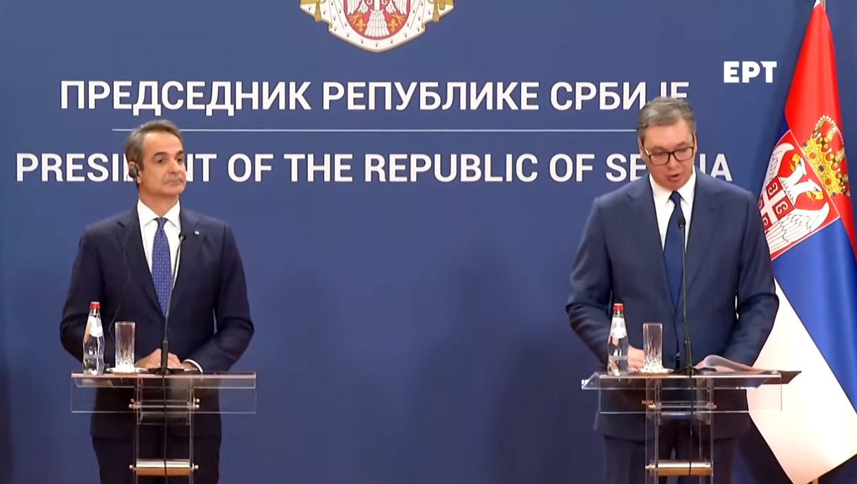 Κυριάκος Μητσοτάκης και Αλεξάνταρ Βούτσιτς στο Βελιγράδι © YouTube / printscreen