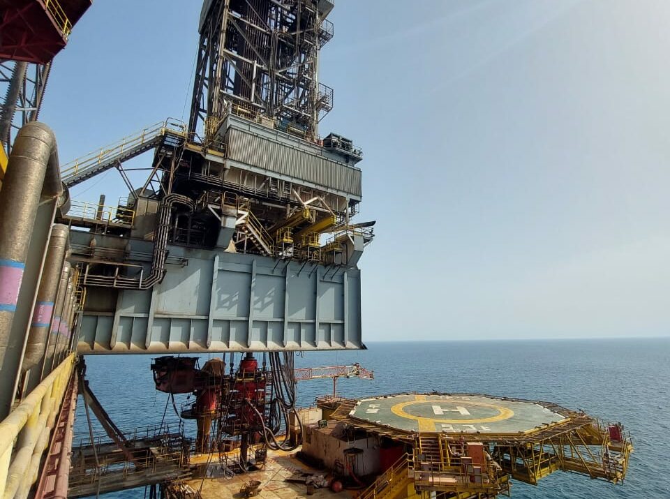 To γεωτρύπανο El Qaher 1 στην εξέδρα North Abu Qir PII στη διάρκεια της γεώτρησης που έφερε τη νέα ανακάλυψη στην Αίγυπτο © Energean