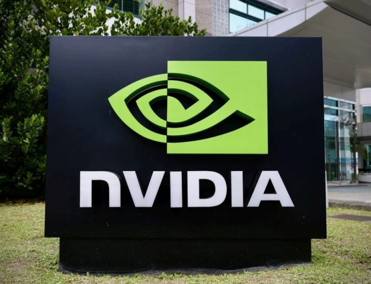 Το λογότυπο της NVIDIA έξω από τα γραφεία της στην Ταϊπέι της Ταϊβάν © EPA/RITCHIE B. TONGO