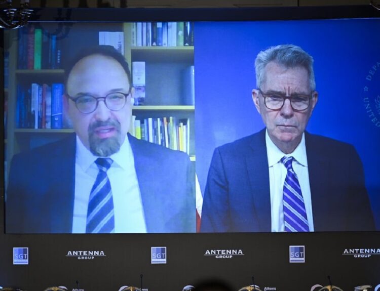 Τζέφρι Πάιατ και Μιχάλης Μαθιουλάκης στο Athens Energy Summit © ΔΤ