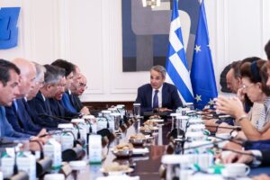 Ο πρωθυπουργός Κυριάκος Μητσοτάκης στη συνεδρίαση του υπουργικού συμβουλίου©eurokinissi