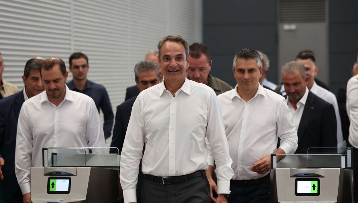 Εγκαίνια επέκταση Θεσσαλονίκης, Κυριάκος Μητσοτάκης, Χρίστος Δήμας και Αλέξανδρος Εξάρχου © ΙΝΤΙΜΕ
