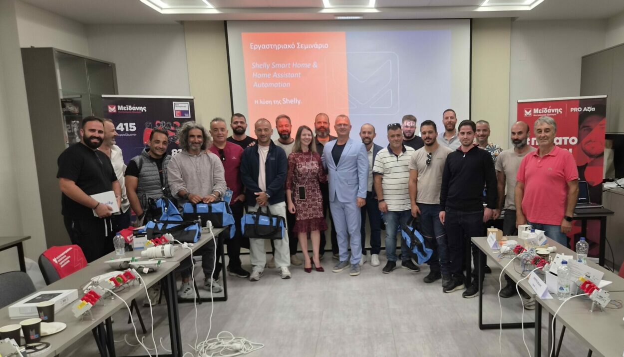 Η Μεϊδάνης, σε σύμπραξη με τη Shelly, ολοκλήρωσε πρόγραμμα στοχευμένων τεχνικών σεμιναρίων με αντικείμενο τις τεχνολογίες έξυπνων κτιρίων και τον οικιακό αυτοματισμό, στοχεύοντας στην ενίσχυση της τεχνικής κατάρτισης και την αναβάθμιση των δεξιοτήτων των στελεχών του ηλεκτρολογικού κλάδου © Μεϊδάνης